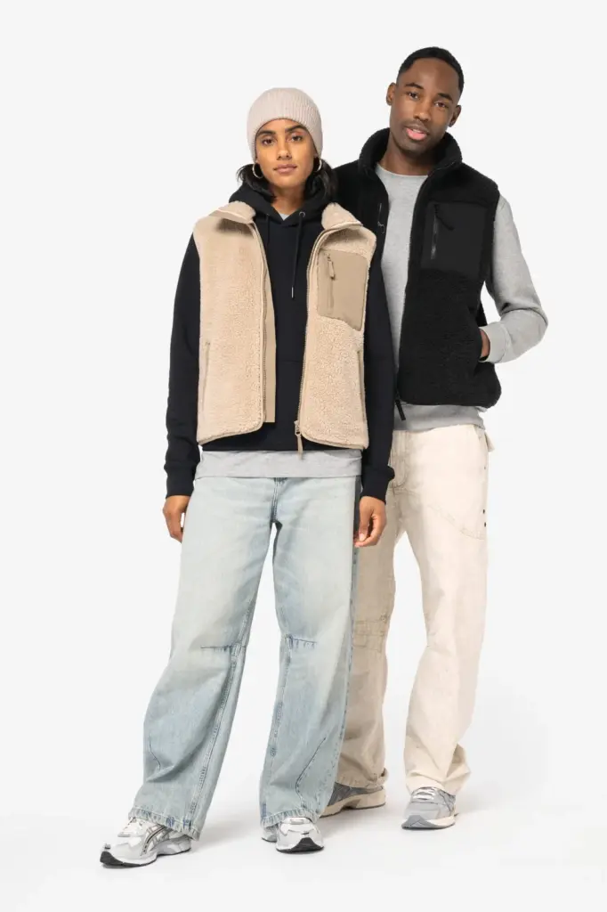Ecologische uniseks bodywarmer van sherpa — productfoto 2