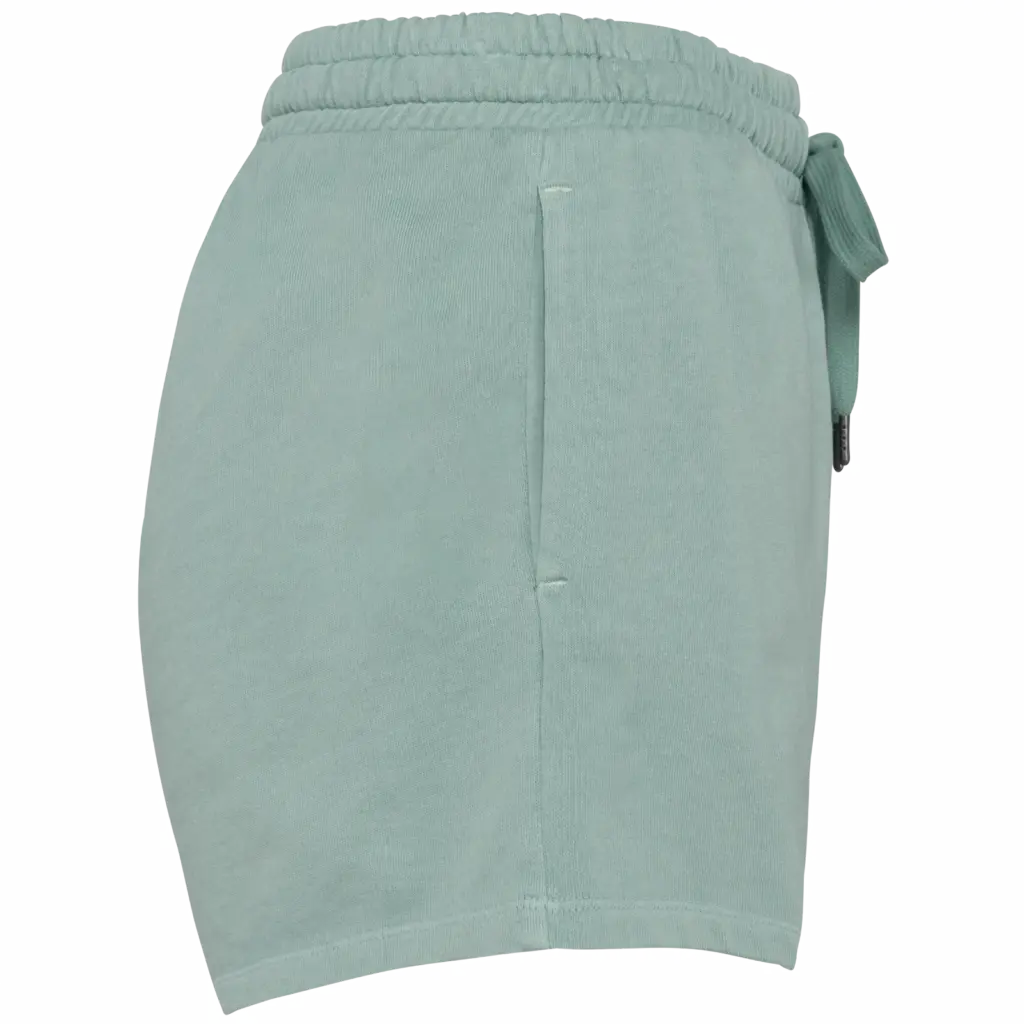 Ecologisch damesshort French Terry, washed jade green — productfoto 3