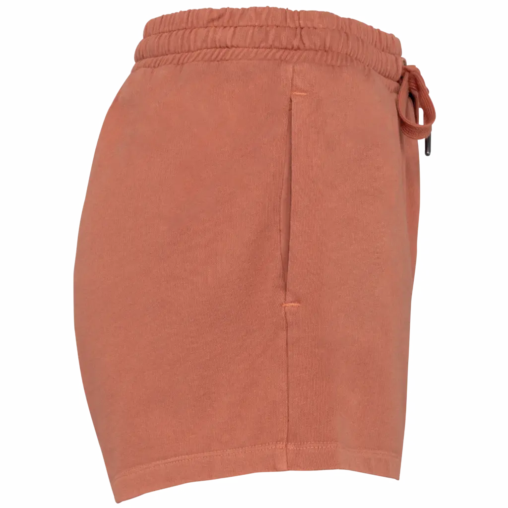 Ecologisch damesshort French Terry, washed pomelo — productfoto 7