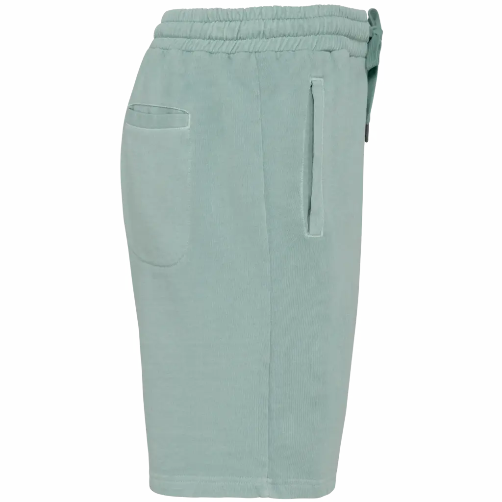 Ecologische herenshort French Terry, washed jade green — productfoto 5