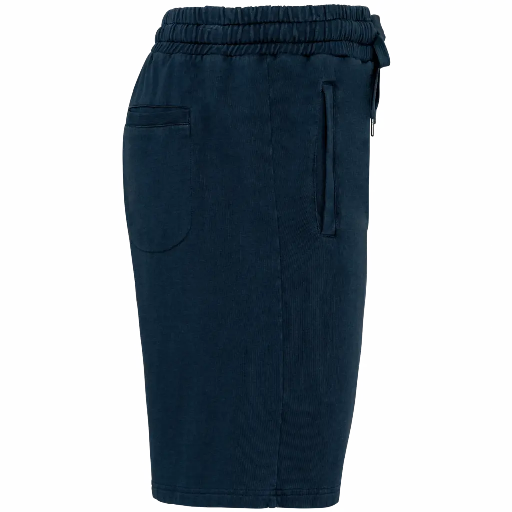 Ecologische herenshort French Terry, washed navy blue — productfoto 6