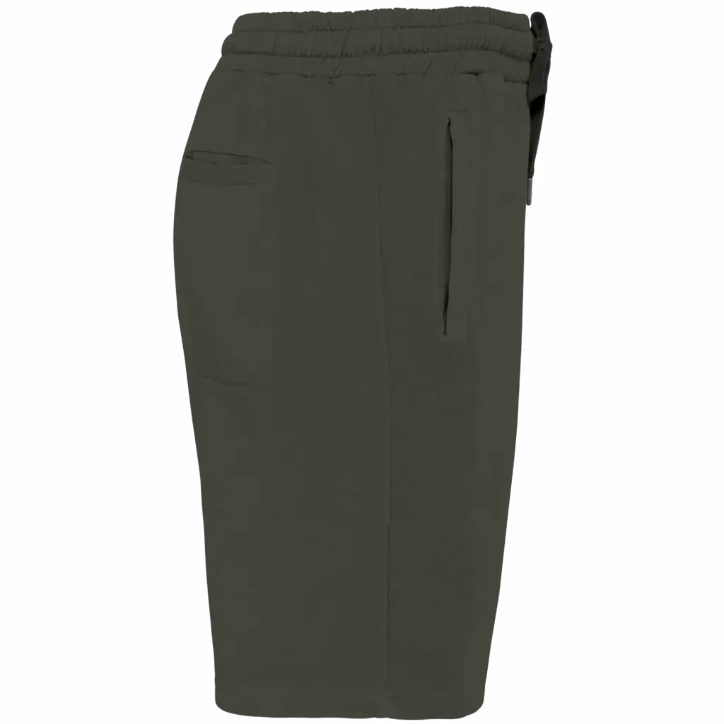 Ecologische herenshort French Terry, washed organic khaki — productfoto 7