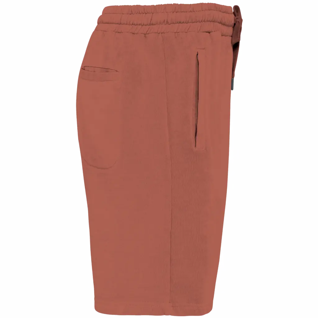 Ecologische herenshort French Terry, washed pomelo — productfoto 8