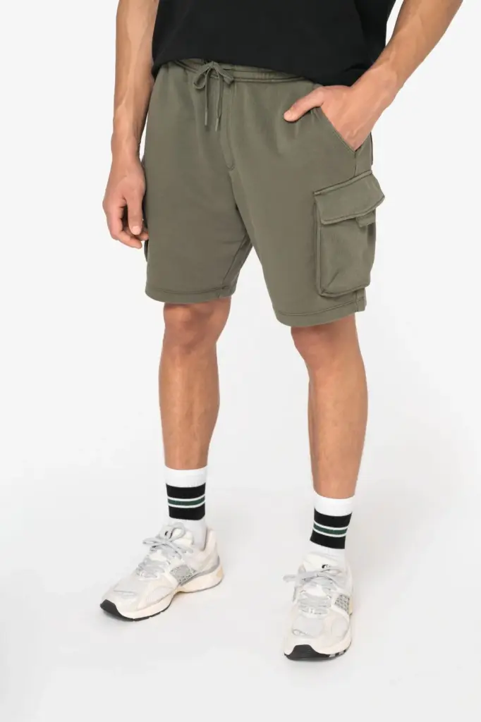 Duurzame verwassen herencargoshort van French Terry