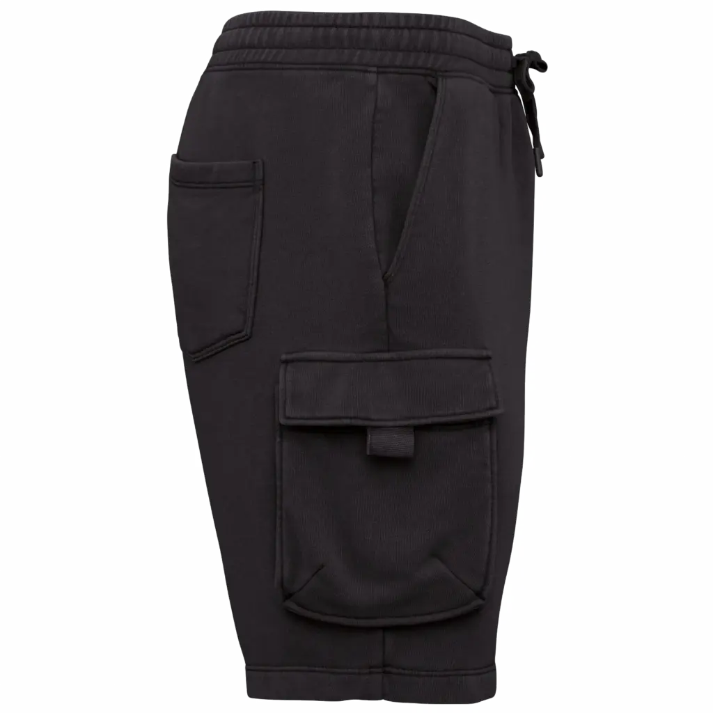Duurzame verwassen herencargoshort van French Terry, washed black — productfoto 5