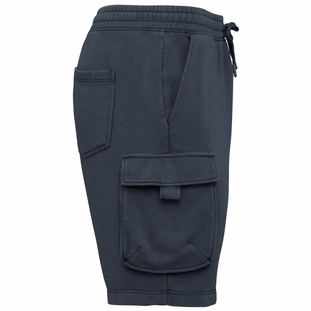 Duurzame verwassen herencargoshort van French Terry, washed navy blue — productfoto 6