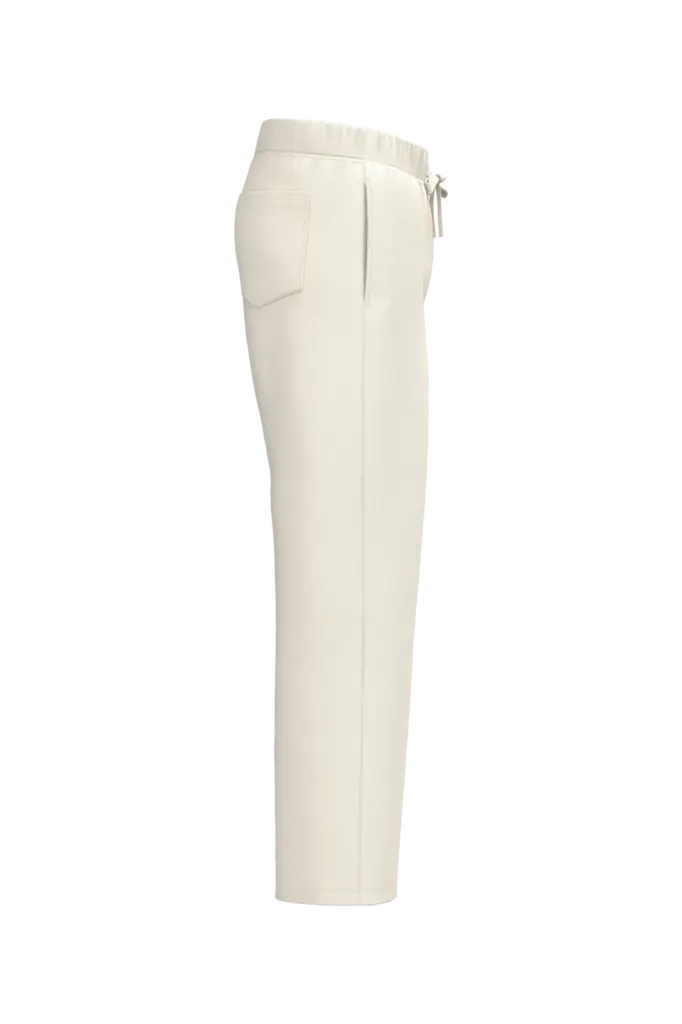 Duurzame uniseks wijde joggingbroek., ivory — productfoto 7