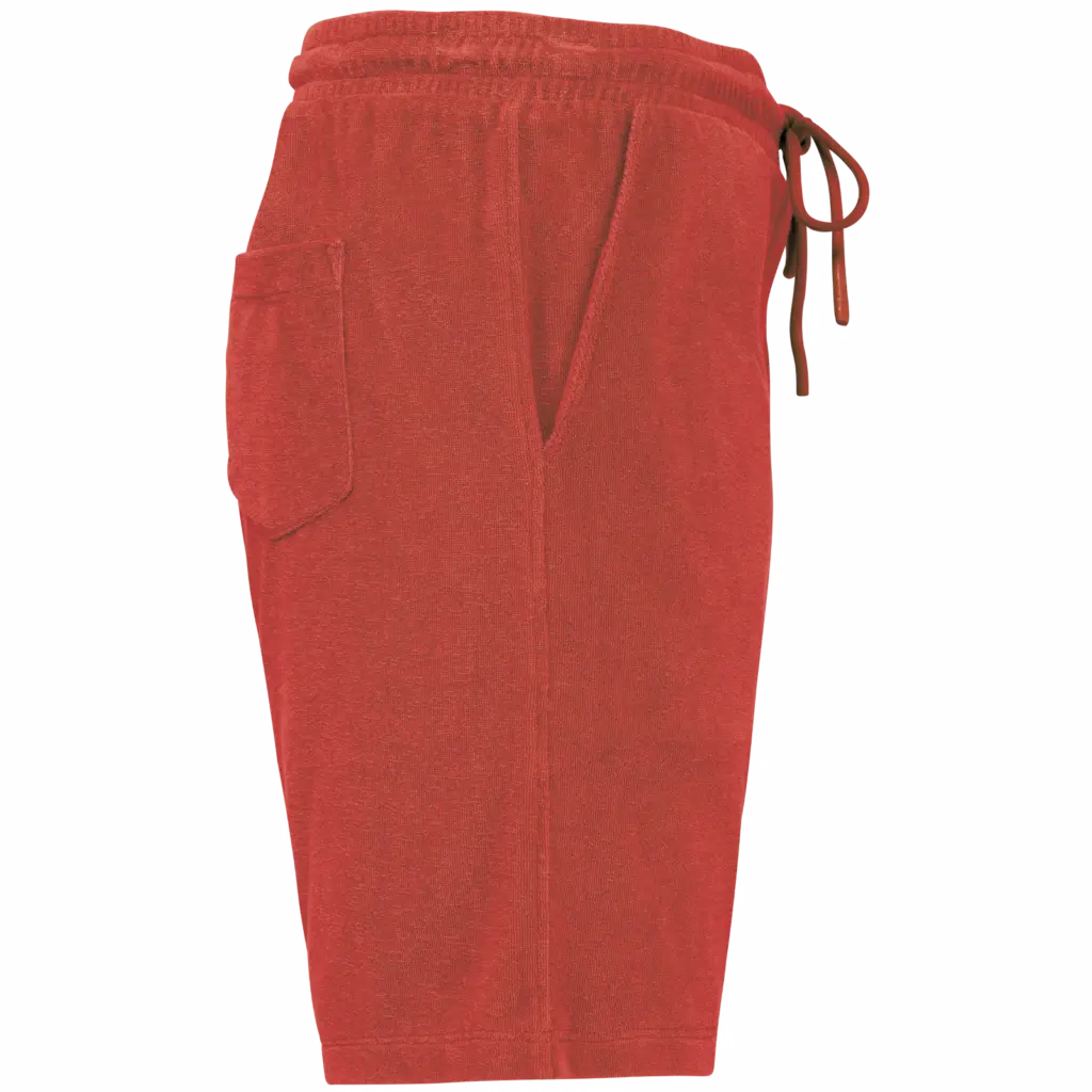 Ecologische badstof herenshort, paprika — productfoto 11