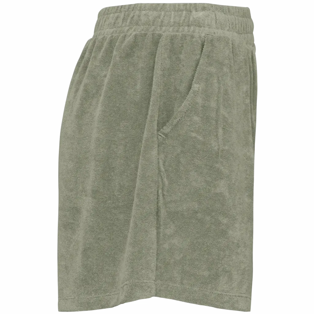 Ecologische badstof damesshort, almond green — productfoto 2