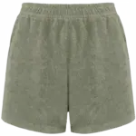 Ecologische badstof damesshort, almond green — productfoto 12
