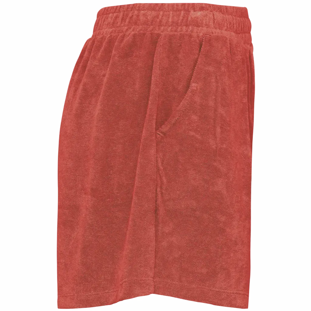Ecologische badstof damesshort, paprika — productfoto 9