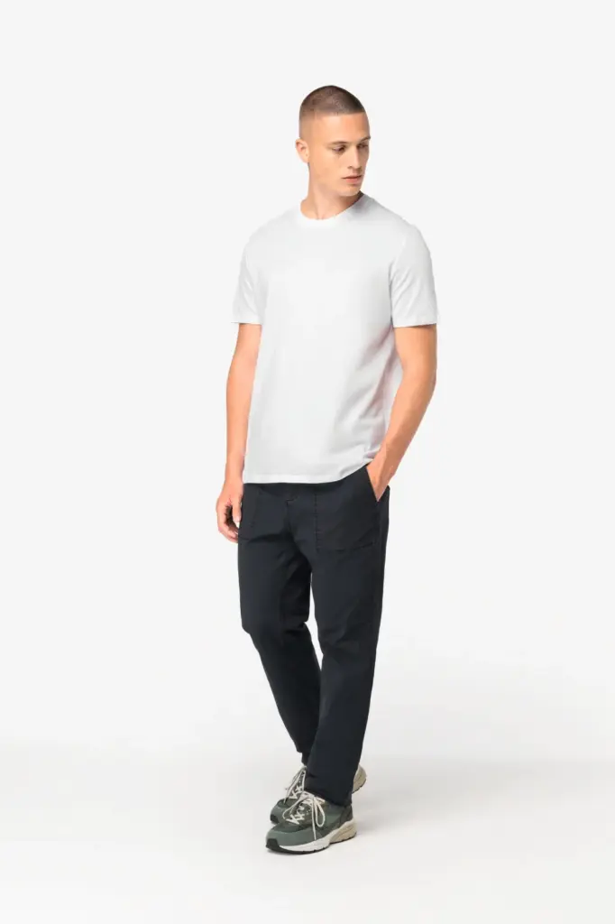 Heren utility broek met verwassen look van ecologisch materiaal — productfoto 2