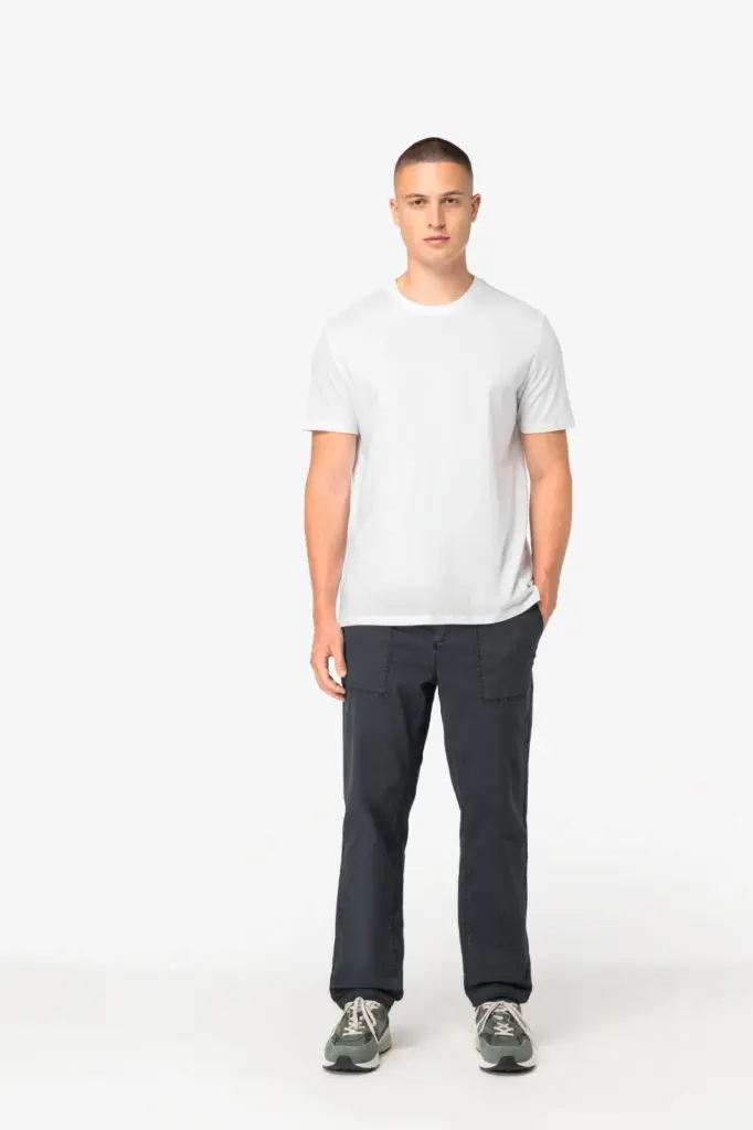 Heren utility broek met verwassen look van ecologisch materiaal — productfoto 3