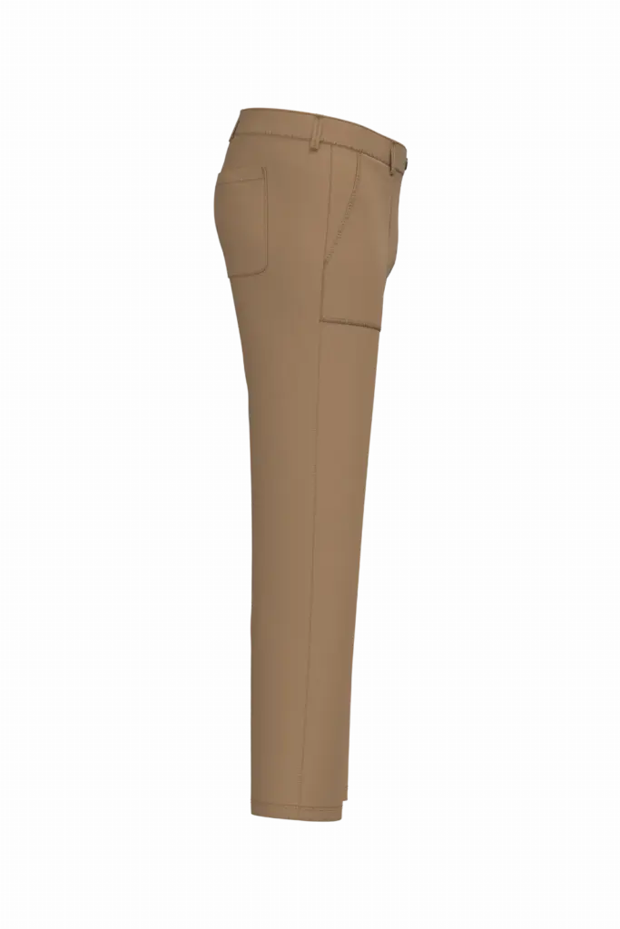 Heren utility broek met verwassen look van ecologisch materiaal, washed dark camel — productfoto 6