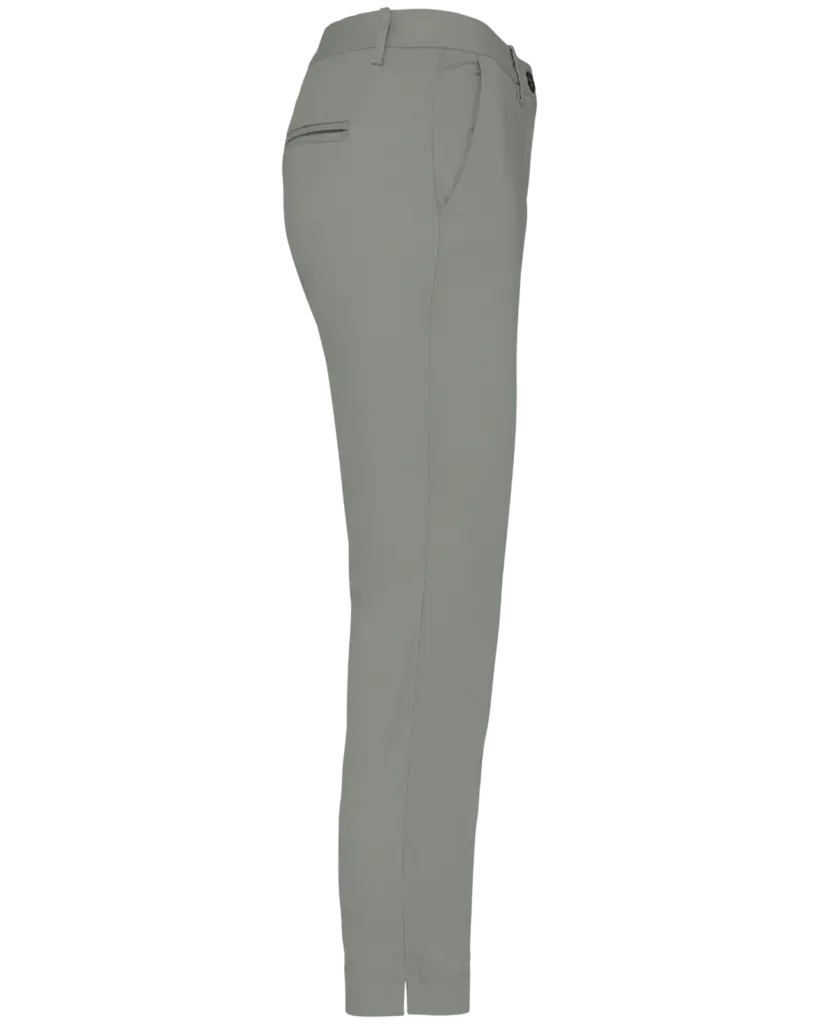 Ecologische enkellange chinobroek dames, almond green — productfoto 5