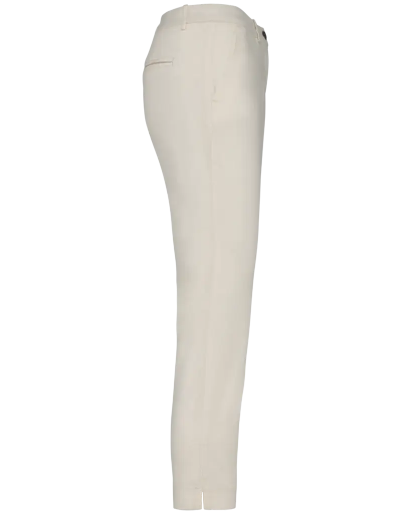 Ecologische enkellange chinobroek dames, ivory — productfoto 8