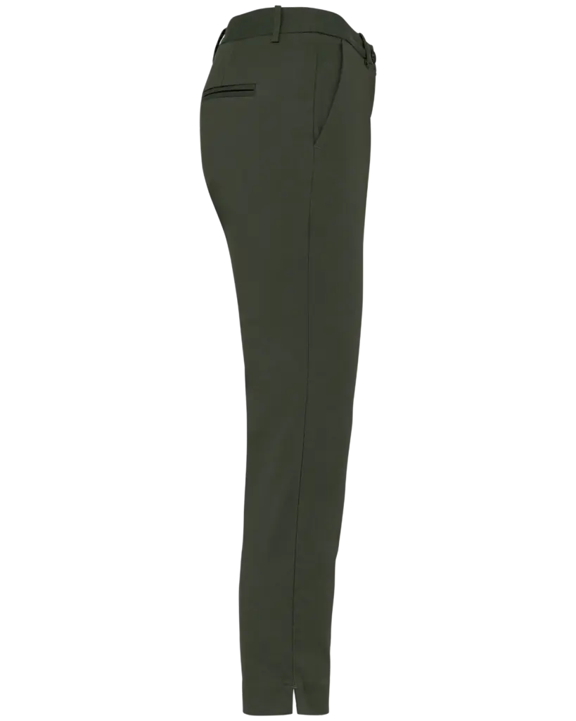 Ecologische enkellange chinobroek dames, organic khaki — productfoto 11
