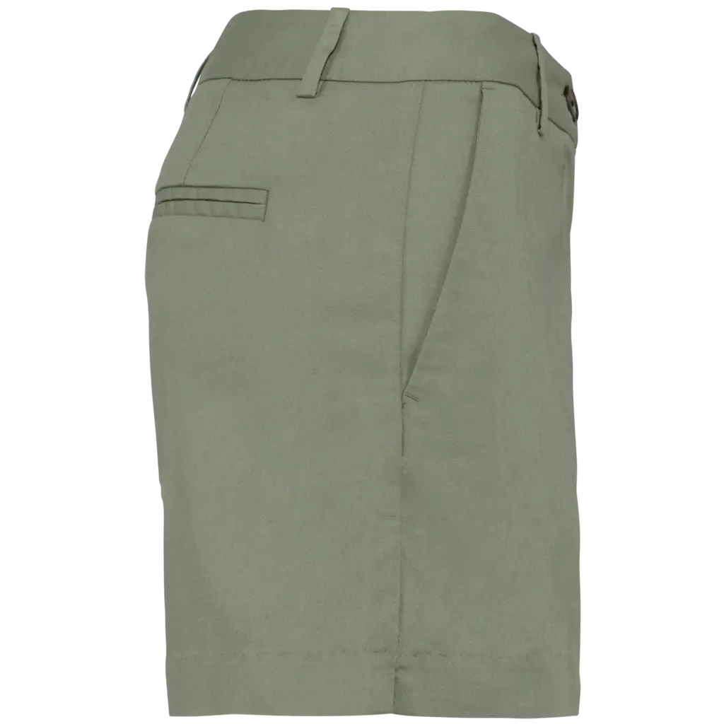 Ecologische chinobermuda dames, almond green — productfoto 5