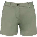 Ecologische chinobermuda dames, almond green — productfoto 6