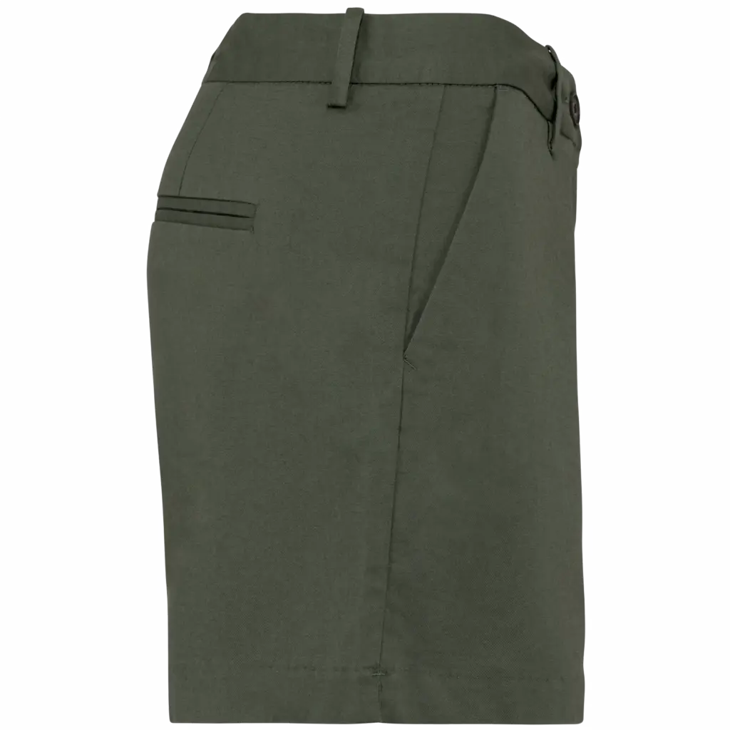 Ecologische chinobermuda dames, organic khaki — productfoto 9