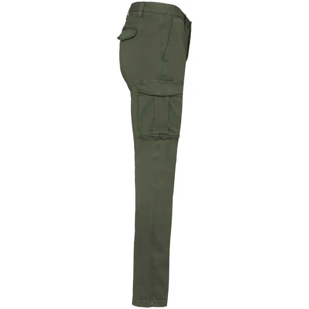 Ecologische verwassen cargobroek heren, washed organic khaki — productfoto 7