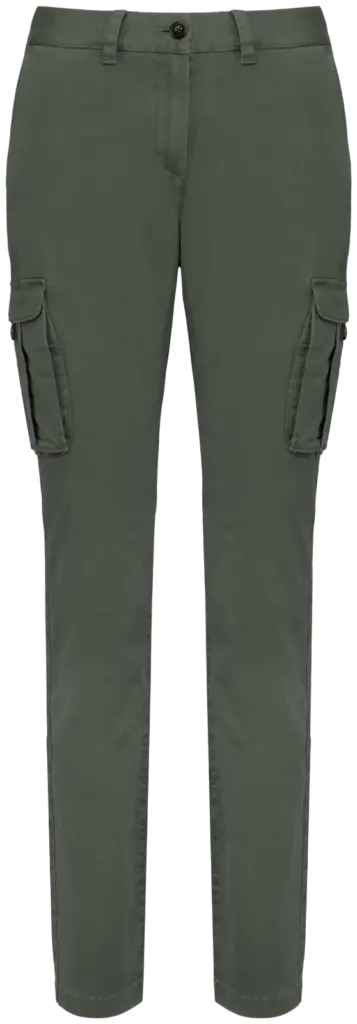 PS_NS741-2_WASHEDORGANICKHAKI - Hidalgo-werbeartikel Ecologische verwassen cargobroek dames, washed organic khaki — productfoto 6