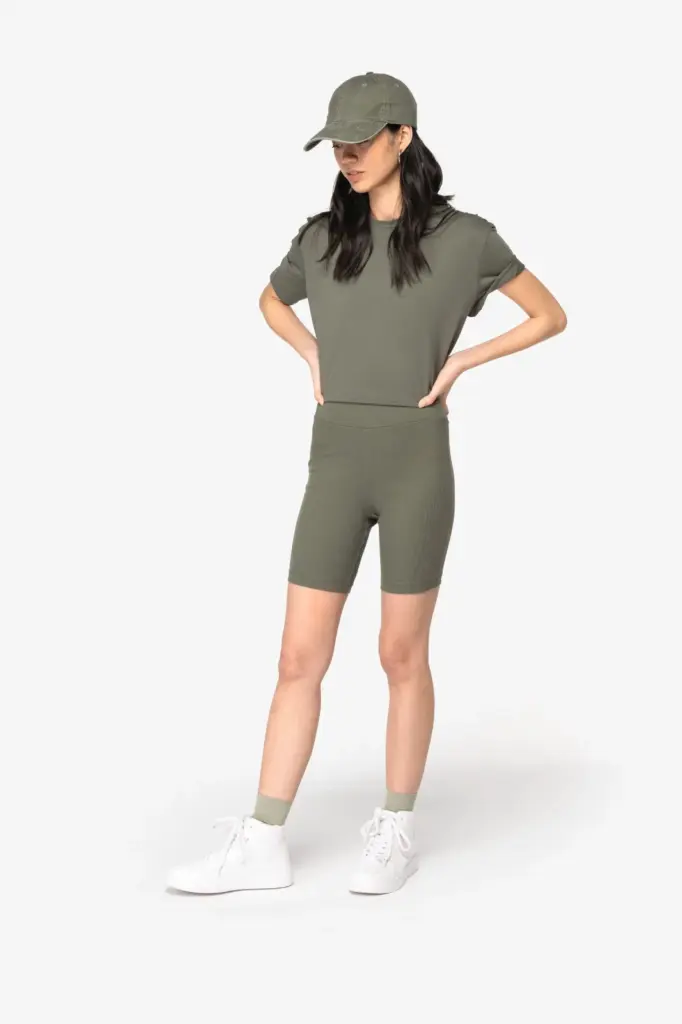 NS744_2024 - Hidalgo-werbeartikel Ecologische geribde damesshort — productfoto 3