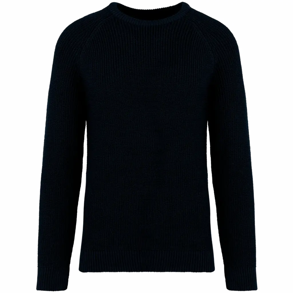 Ecologische dikke gebreide herentrui, navy blue — productfoto 7
