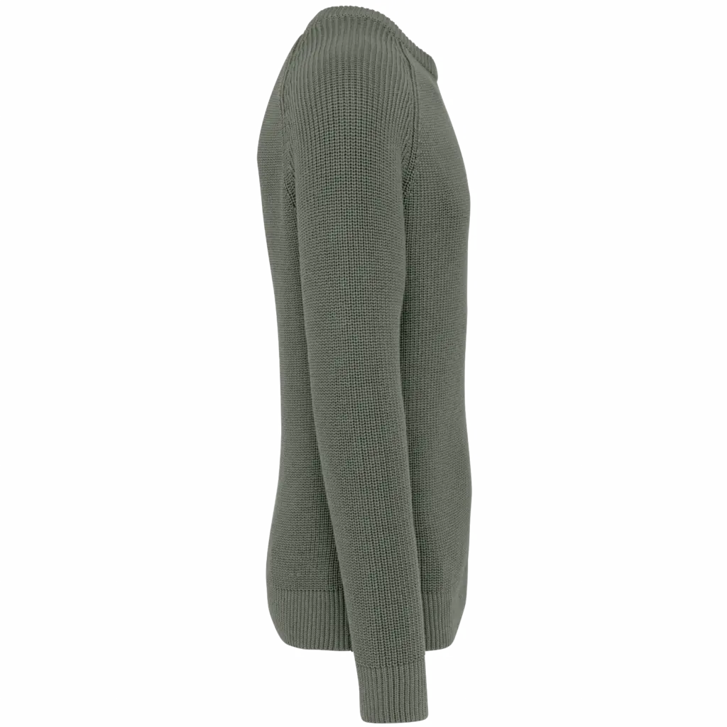 Ecologische dikke gebreide herentrui, organic khaki — productfoto 7