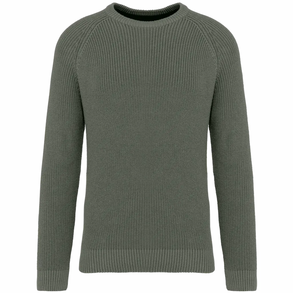 Ecologische dikke gebreide herentrui, organic khaki — productfoto 8