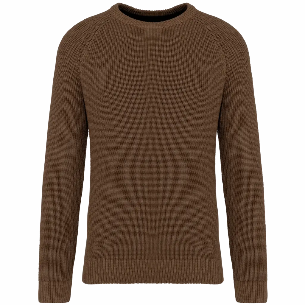 Ecologische dikke gebreide herentrui, toffee — productfoto 9