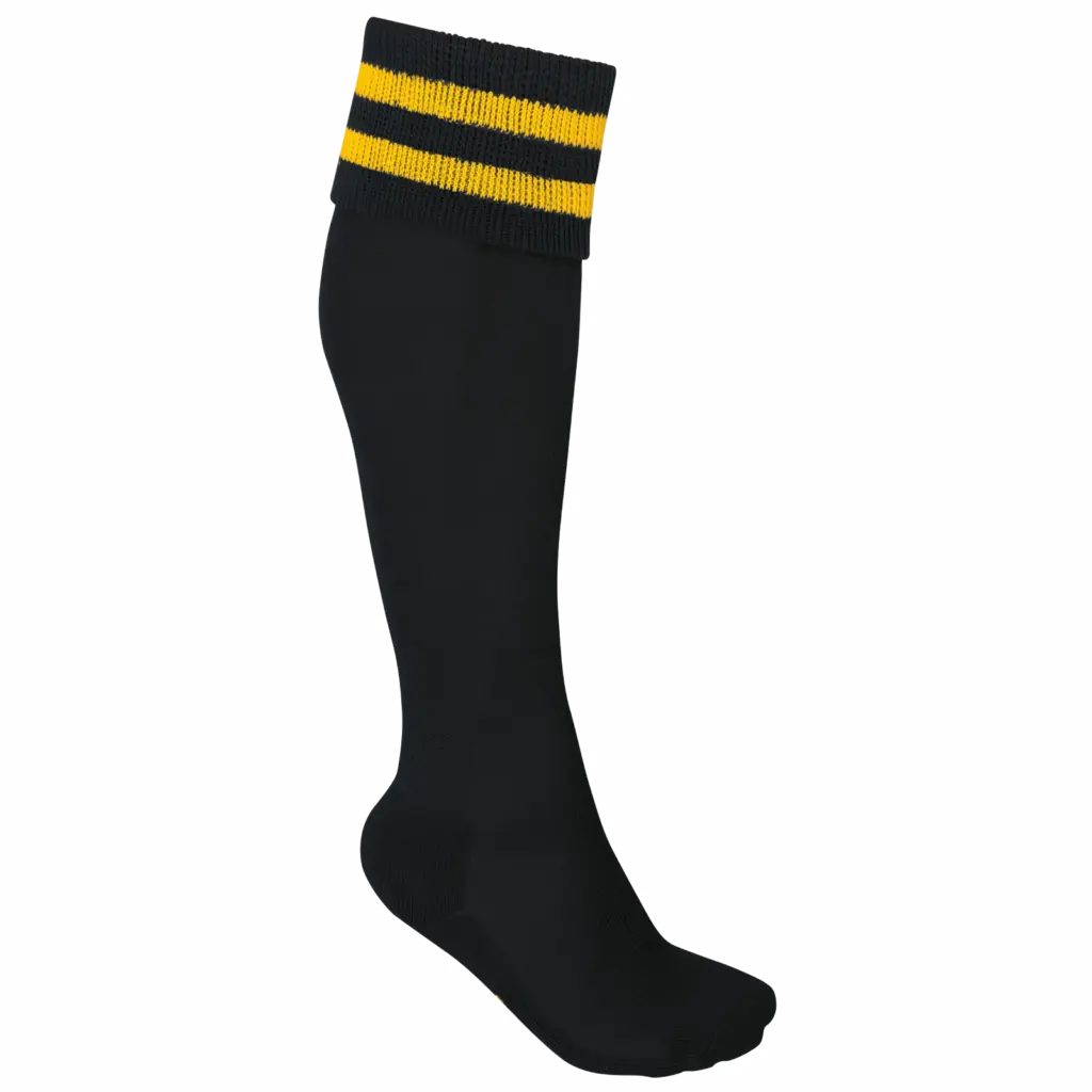 PS_PA015_BLACK-SPORTYYELLOW - Hidalgo Sportsokken Met Contraststrepen, black / sporty yellow — productfoto 2