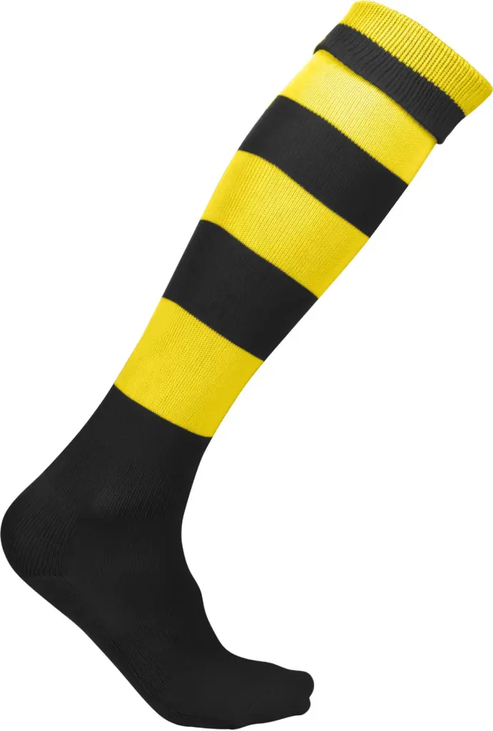 Gestreepte Sportsokken, black / sporty yellow — productfoto 2
