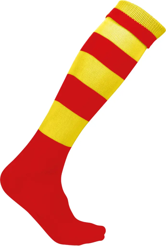 Gestreepte Sportsokken, sporty red / sporty yellow — productfoto 8