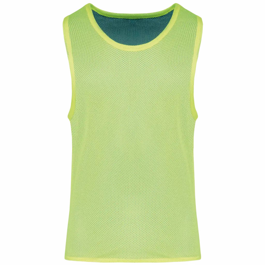 Omkeerbaar trainingshesje kids, fluo yellow/ sporty royal blue — productfoto 8