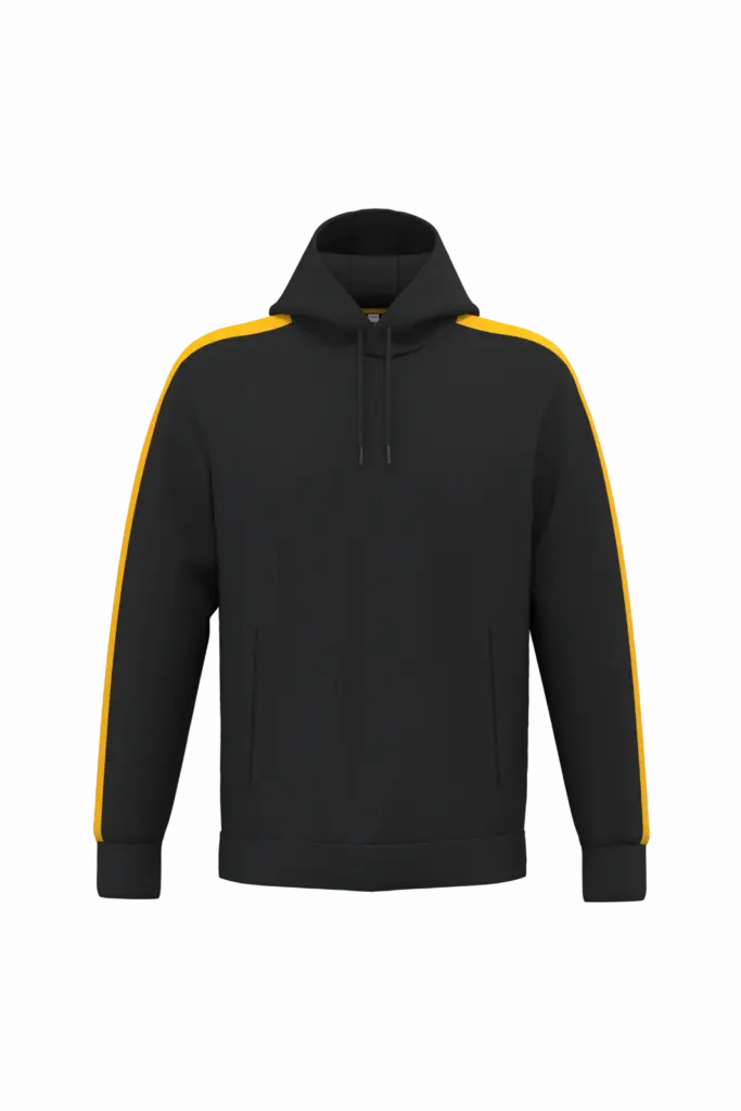 PA3055 - Uniseks tweekleurige teamwear hoodie, black / sporty yellow — productfoto 3