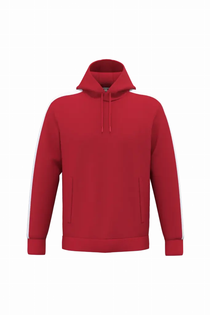 PA3055 - Uniseks tweekleurige teamwear hoodie, sporty red / white — productfoto 5