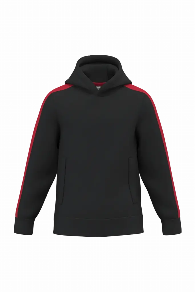 PA3056 - Tweekleurige teamwear hoodie voor kinderen, black / sporty red — productfoto 2