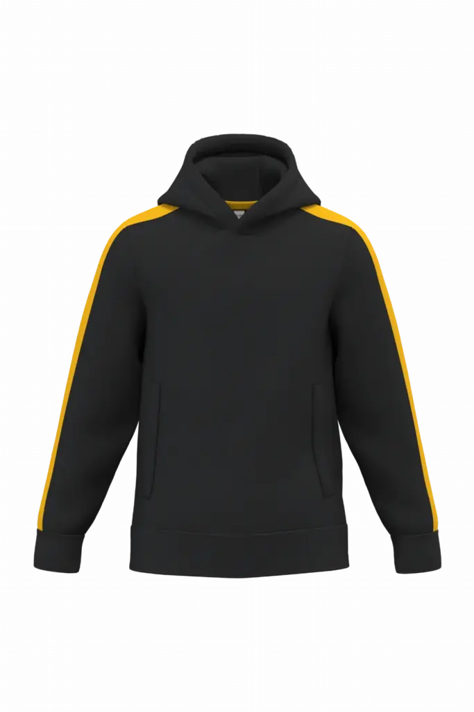 PA3056 - Tweekleurige teamwear hoodie voor kinderen, black / sporty yellow — productfoto 3