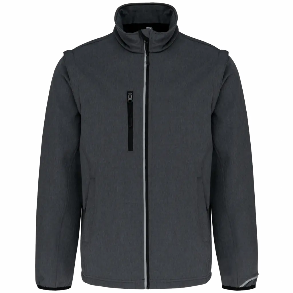 Softshell met afritsbare mouwen, marl dark grey — productfoto 7