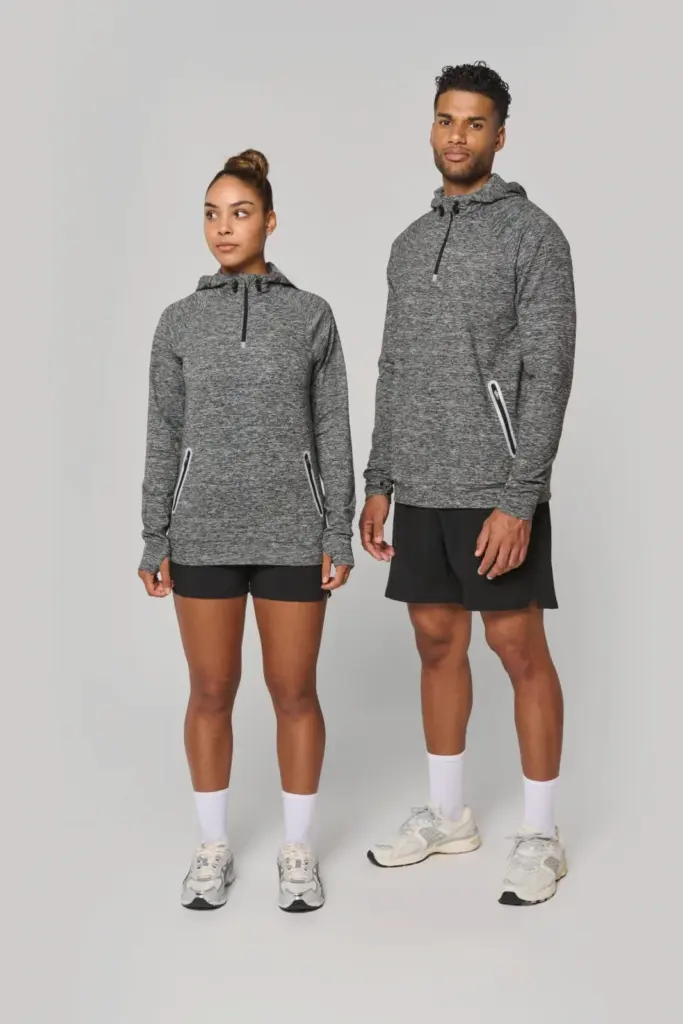 Unisex sportsweater Met Capuchon En Ritskraag