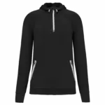 Unisex sportsweater Met Capuchon En Ritskraag, black — productfoto 6