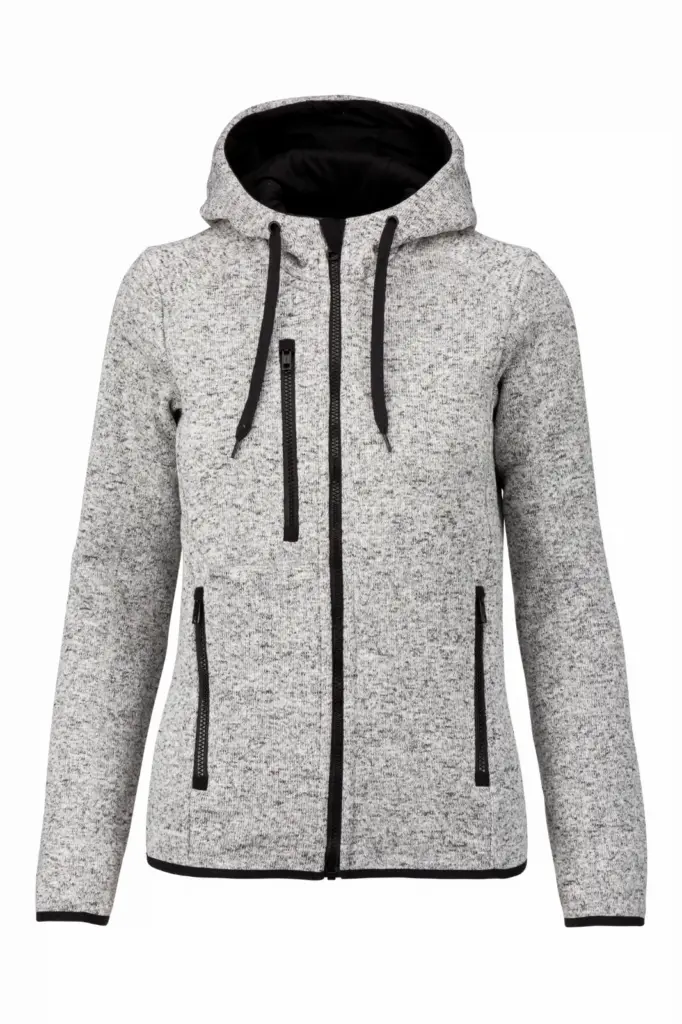 Heather damesvest met capuchon, light grey melange — productfoto 4