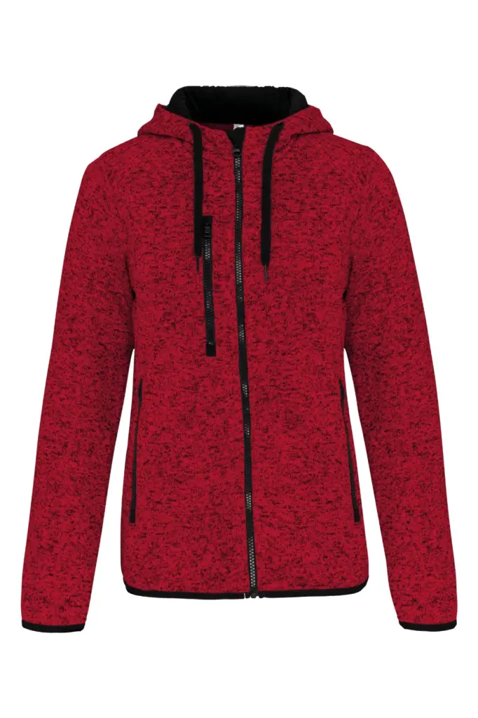 Heather damesvest met capuchon, red melange — productfoto 7
