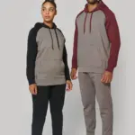 Tweekleurige sweater met capuchon volwassene