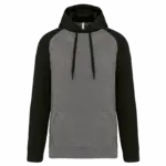 Tweekleurige sweater met capuchon volwassene, grey heather / black — productfoto 3