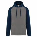 Tweekleurige sweater met capuchon volwassene, grey heather / sporty navy — productfoto 4