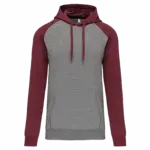Tweekleurige sweater met capuchon volwassene, grey heather / wine heather — productfoto 6