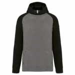 Kinder multisport tweekleurige sweater met capuchon, grey heather / black — productfoto 5