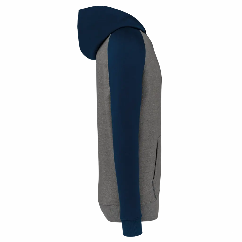 PS_PA370-S_GREYHEATHER-SPORTYNAVY - Hidalgo Kinder multisport tweekleurige sweater met capuchon, grey heather / sporty navy — productfoto 4